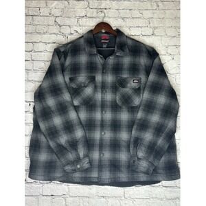 Genuine Dickies Shirt Jacket Mens Grey Black Plaid Sherpa Lined Flannel 3XL